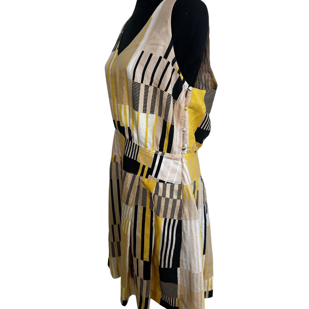 Maeve Anthropologie Otta Dress 10 Silk Blend Pattern Pleated Midi Wedding Guest - Picture 5 of 10